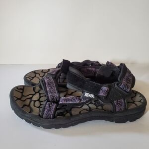 Teva Men's Velcro Black Grey Purple Sandal River Rubber Hard Sole Size 10